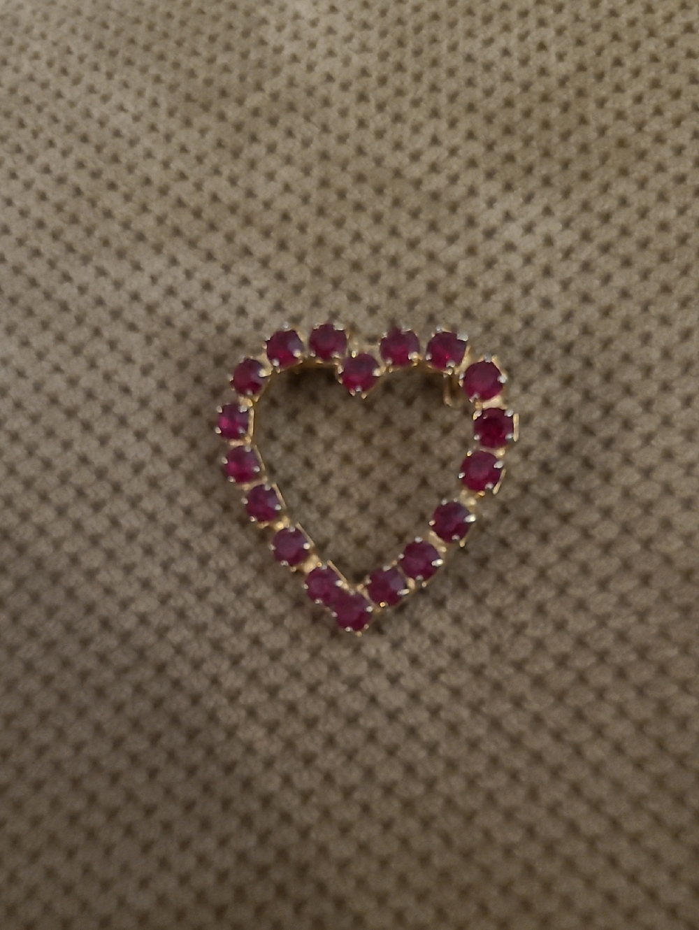 Gold Heart Pendant with Pink Gemstones